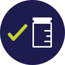 Purple circle icon with a checkmark